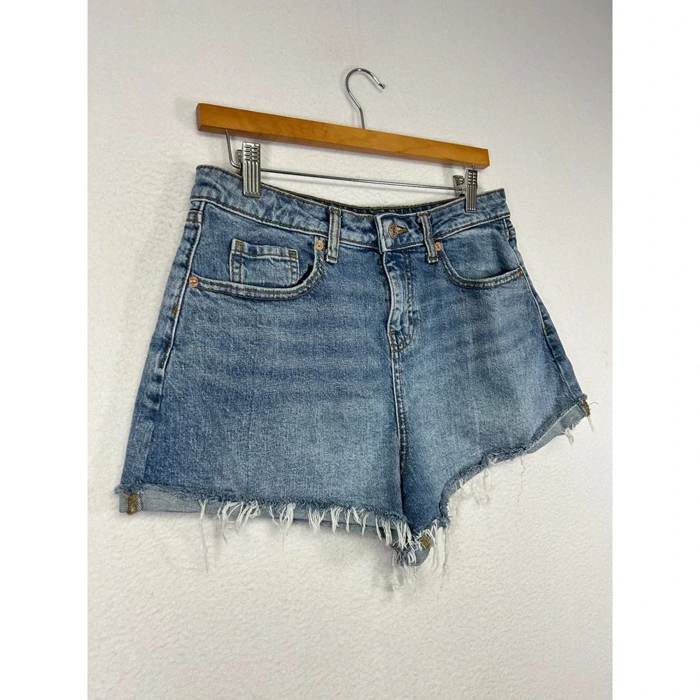 Boho Festival Wild Fable Women 8 Blue High Rise Rolled Cuff Raw Hem Denim Shorts